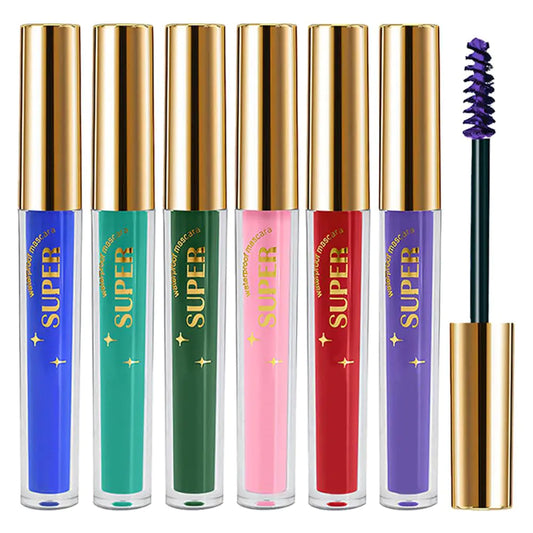 Waterproof 6PCS Colorful Voluminous Mascara Set – Lengthening Defining Curling and Multiplying Formula (Cruelty-Free)